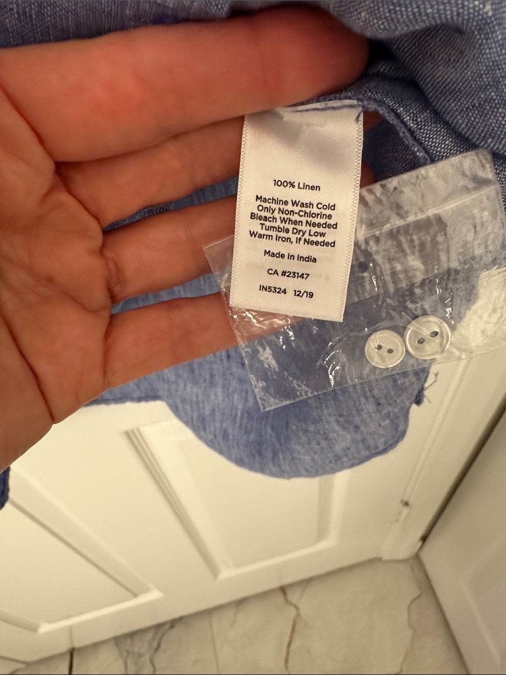 Talbots Chambray Blue Linen Button-Front Camp Shirt - Picture 8 of 8